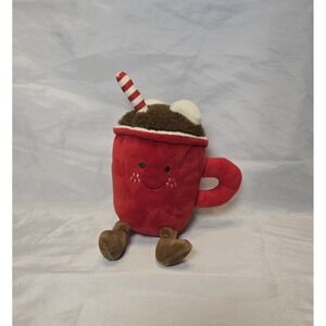 Mon Ami Red Cocoa with marshmallows 5 Inch Cup Mug Plushie Winter Holiday Gift